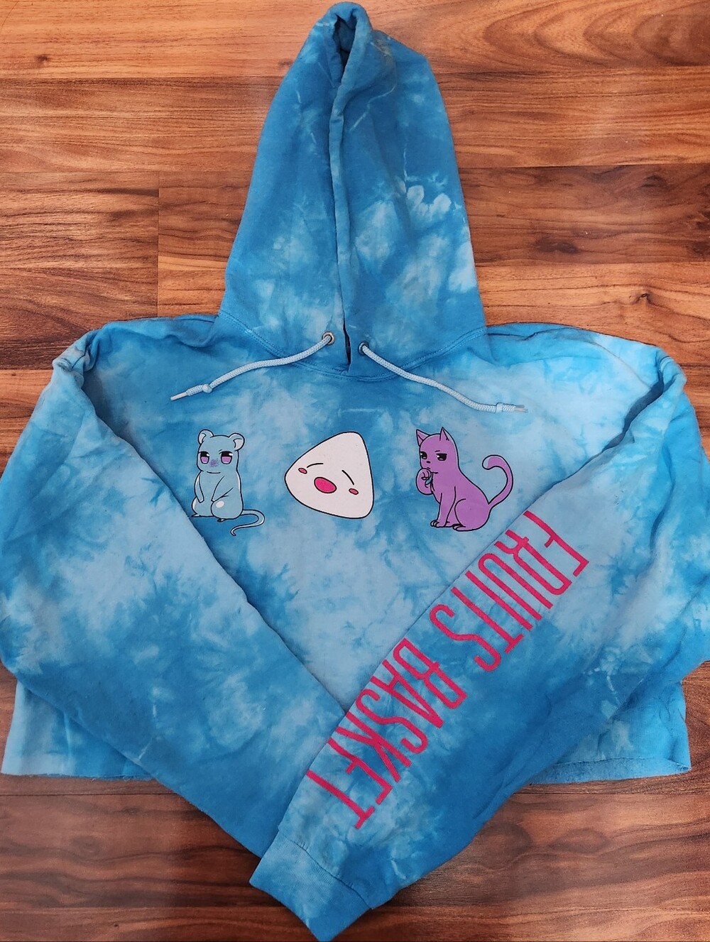 Fruits Basket Anime Blue Tie-Dye Cropped Hoodie Large BoxLunch Exclusive